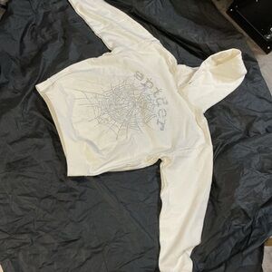 Supreme Cream Hoodie with Spider Web Design